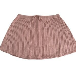 Kit + Sky Pink Cable Knit Drawstring A Line Mini Skirt Women's‎ Feminine Pretty
